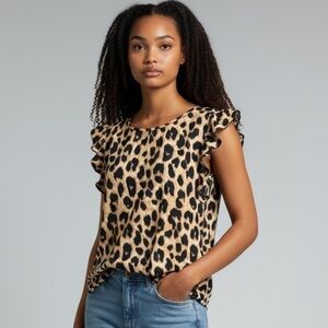 Emery Rose ladies Leopard, print sleeveless blouse, perfect condition 3XL